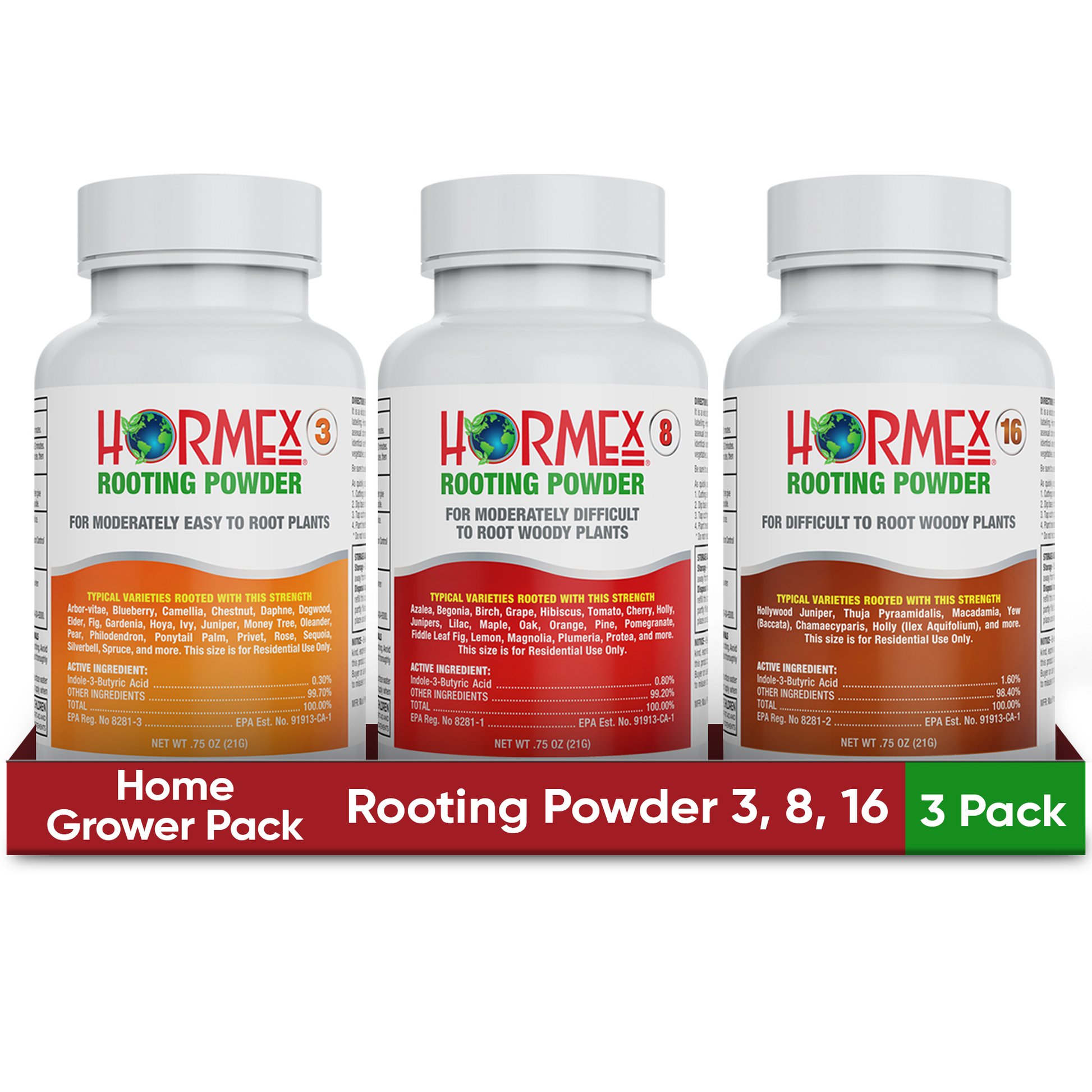 Hormex Rooting Powder Pack for plant cuttings, suitable for home garden plants, hardwood, medicinal, and tree propagation.