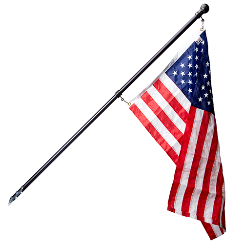 American flag kit by Flagman of America, 2.5' x 4' size, mounted on a house, made in the USA with vibrant red, white, and blue colors.