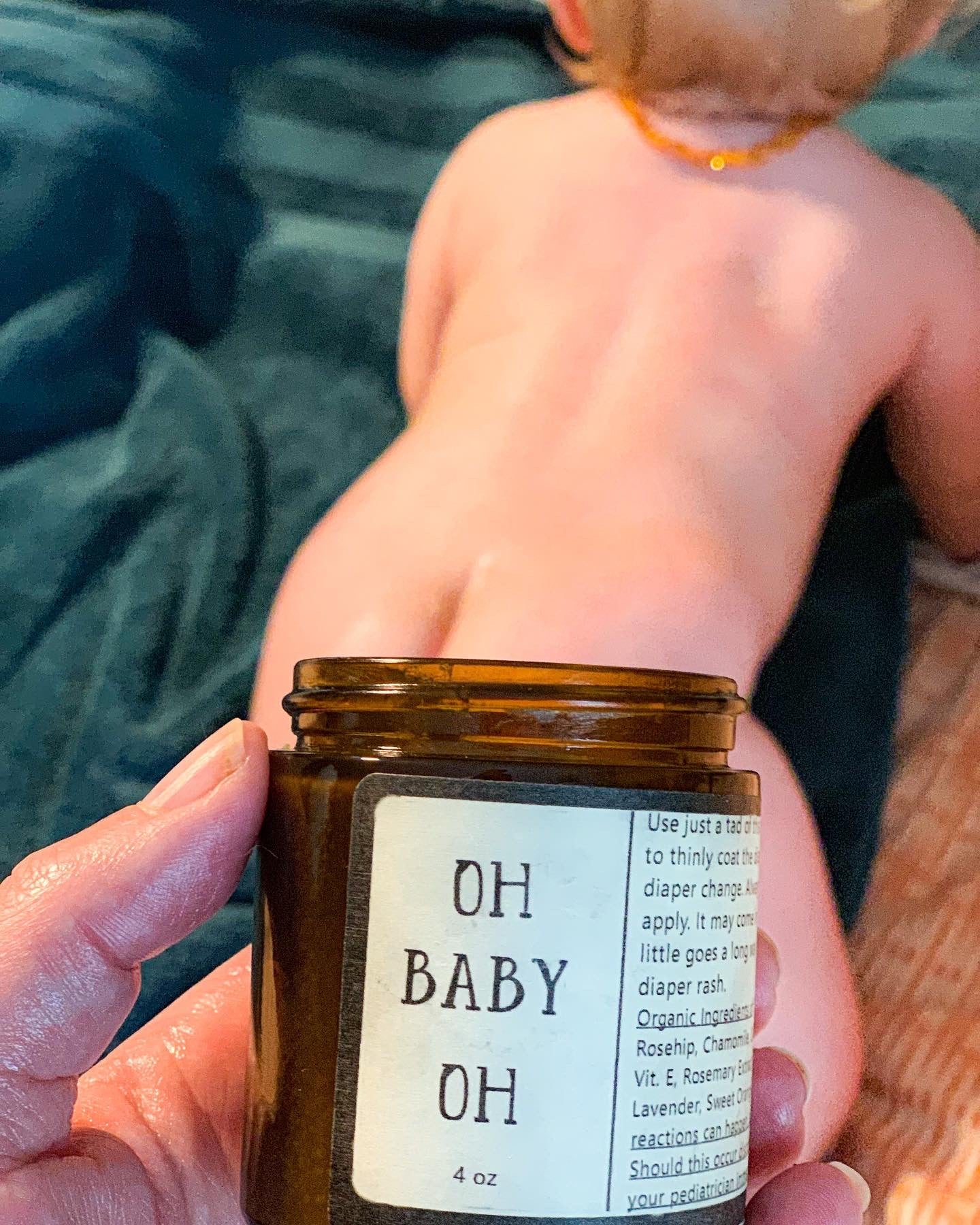 Organic diaper balm by Sweet Harvest Farms, soothing chafing and cracked skin on baby or adult bottoms.