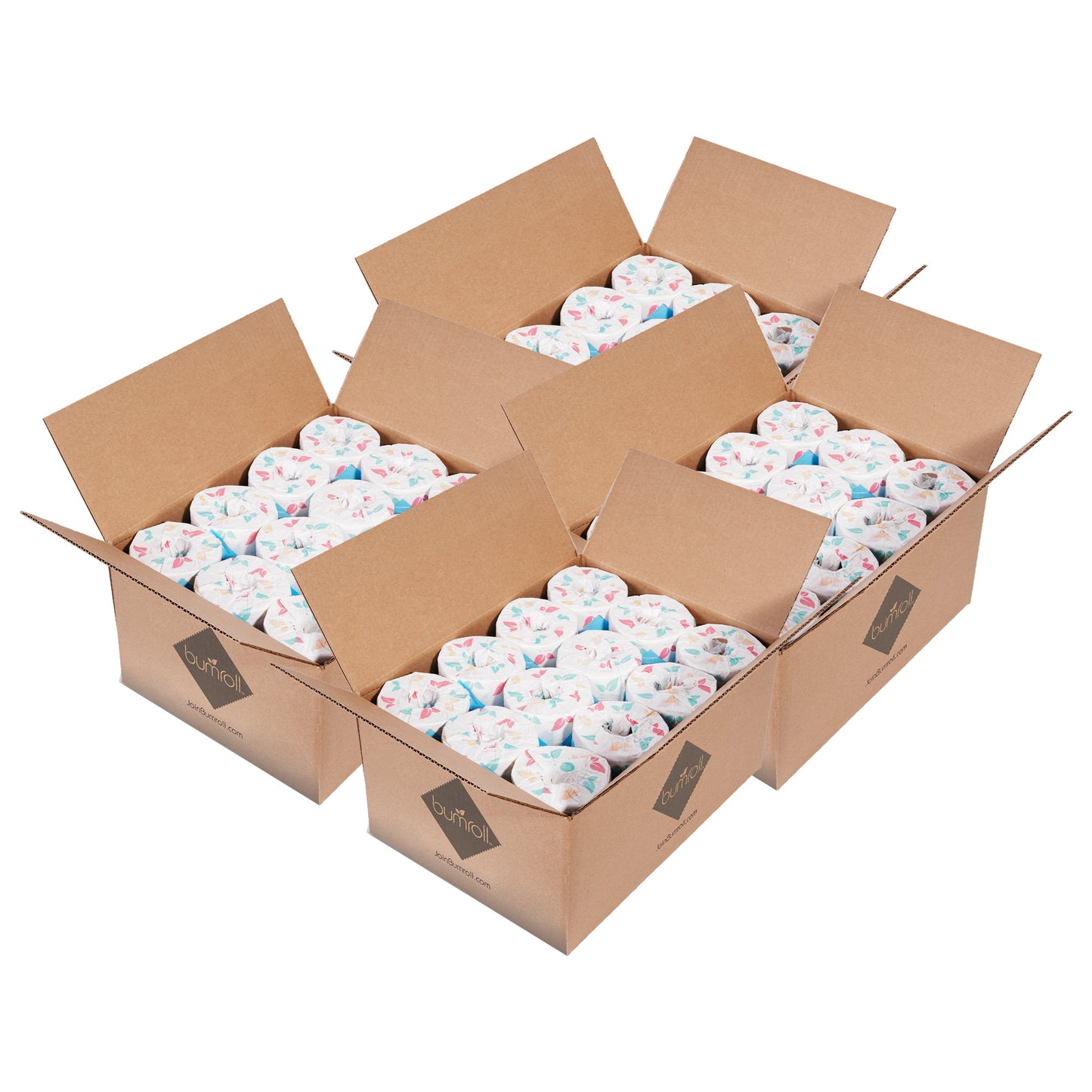 Join Bumroll bamboo toilet paper, eco-friendly and soft, made in the USA, with an image of the product roll on white background.