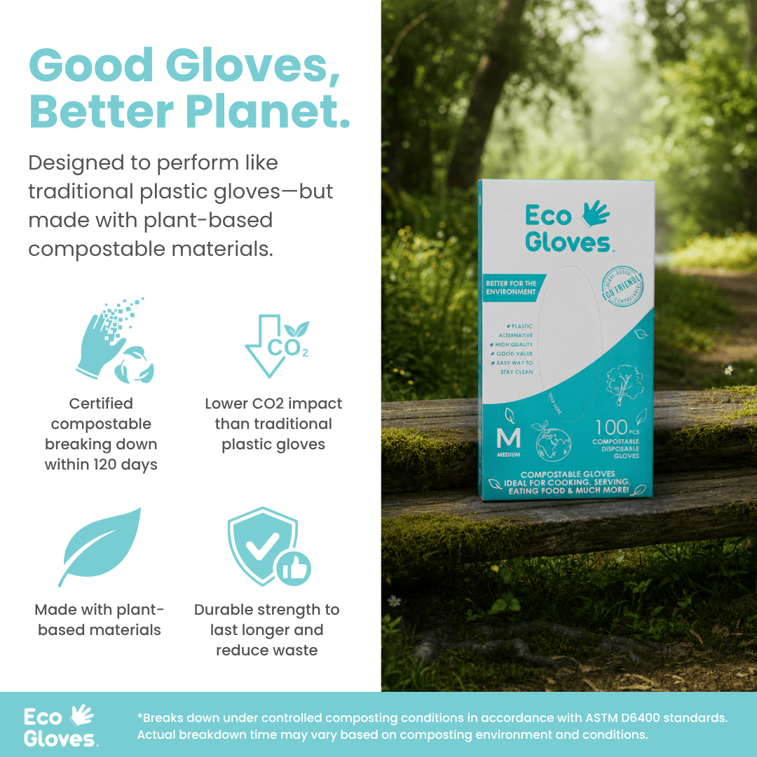 Compostable Disposable Gloves - Clear (100 gloves/box) | Eco Gloves