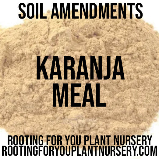 Karanja Cake soil amendment from Rooting For You Plant Nursery, showing a close-up of the organic Karanja meal product.