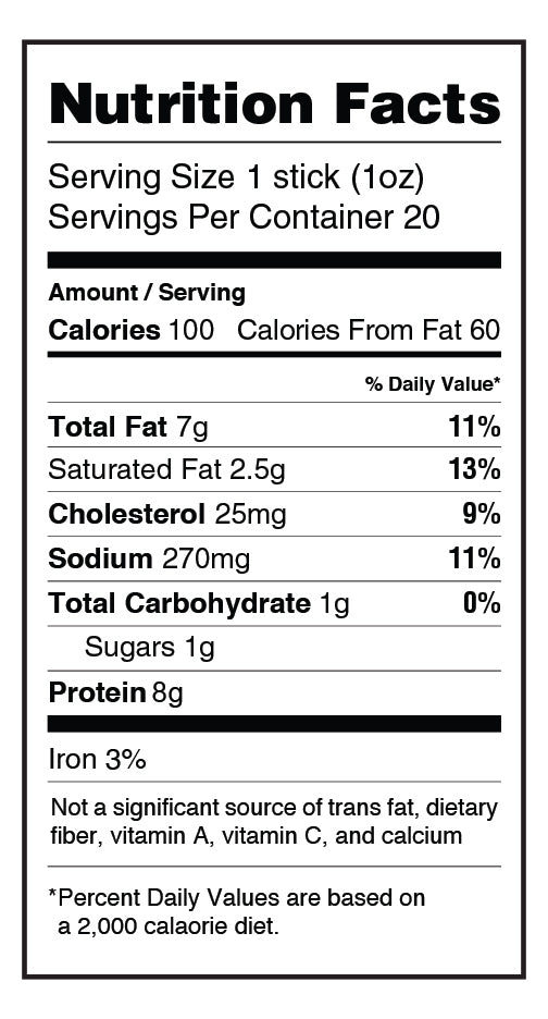 Kingmade Jerky Pepperoni Flavor Snack Sticks, 20 count, showing crispy, pepperoni-seasoned snack sticks in a clear package.