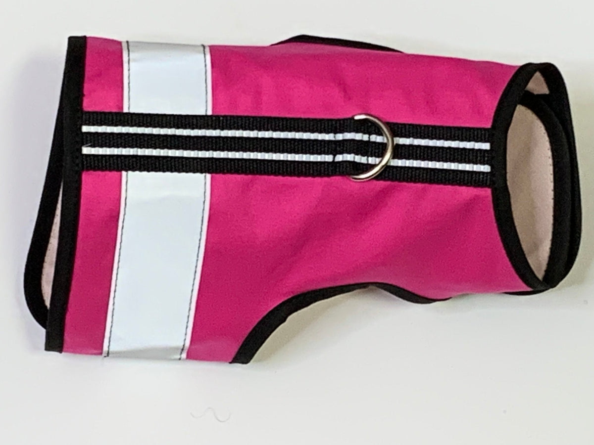 Reflective safety cat harness by Crazy K Farm Pet and Poultry, made in USA, designed for secure and comfortable outdoor walks.