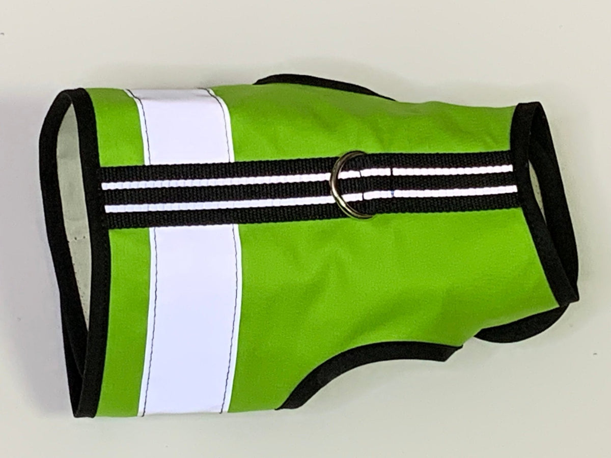 Reflective safety cat harness by Crazy K Farm Pet and Poultry, Made in USA, designed for secure and comfortable outdoor walks.