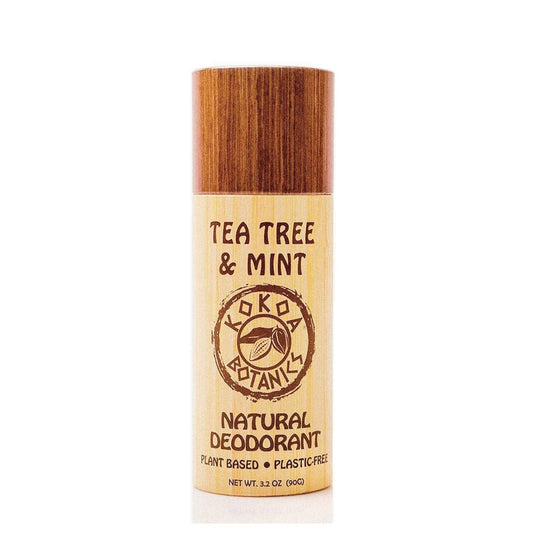 KOKOA BOTANICS Tea Tree and Mint natural detox deodorant stick, aluminum-free, plastic-free, 3.2 oz, with fresh botanical ingredients