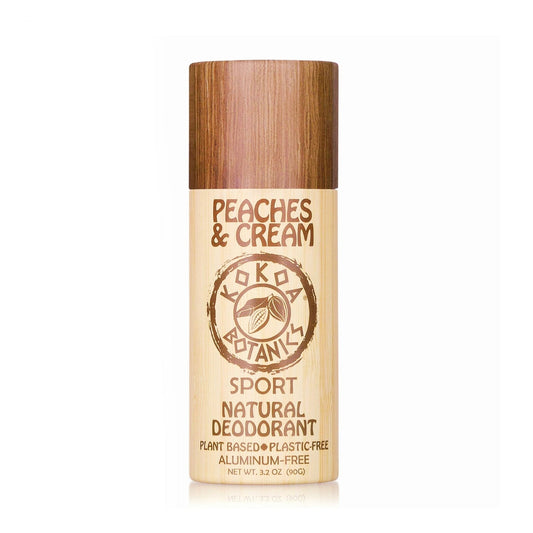 KOKOA BOTANICS Peaches and Cream natural deodorant stick, organic aluminum-free plastic-free 3.2 oz with peach and cream scent