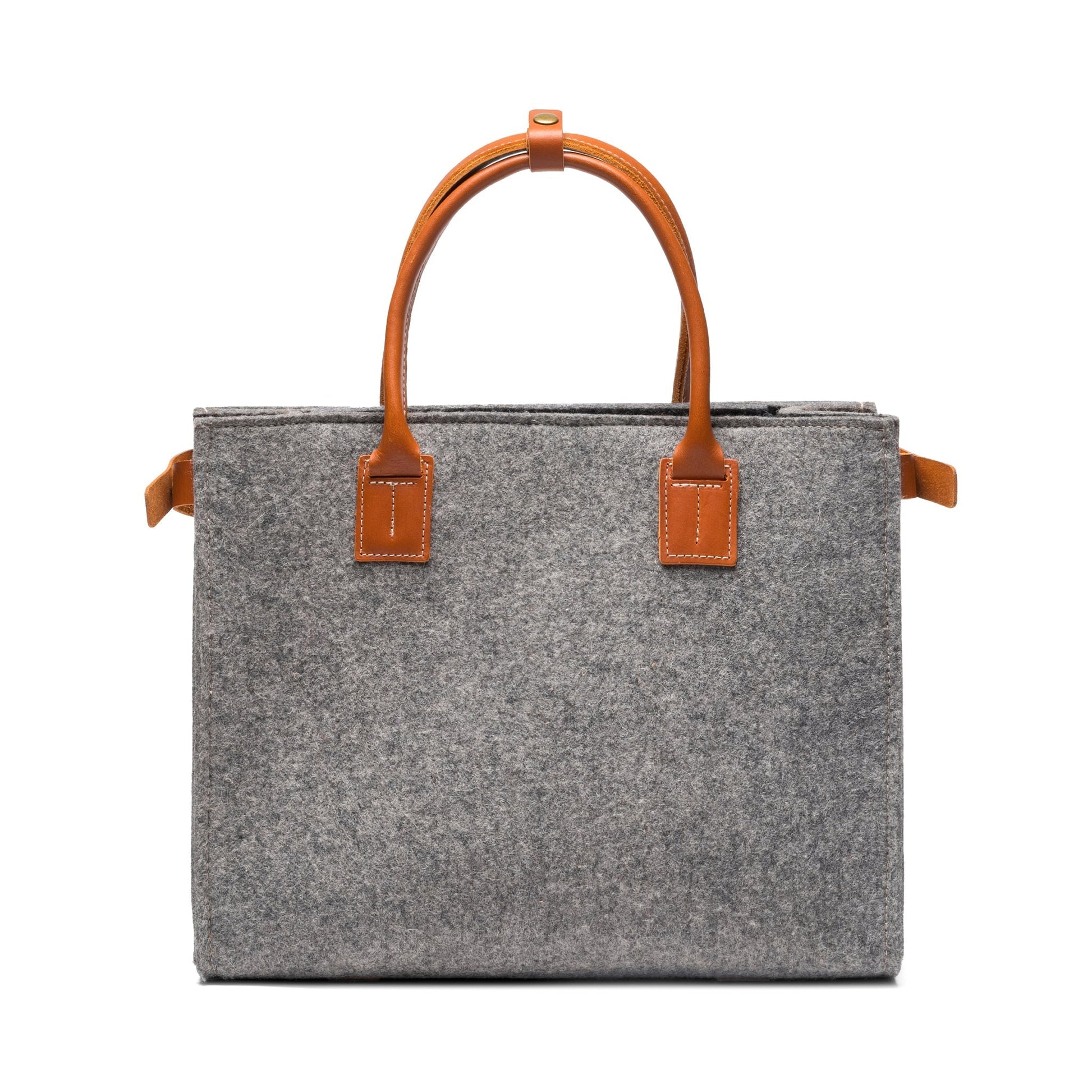 Charcoal Kyrgies handmade wool handbag with woven texture, featuring sturdy handles and a spacious interior for everyday use.