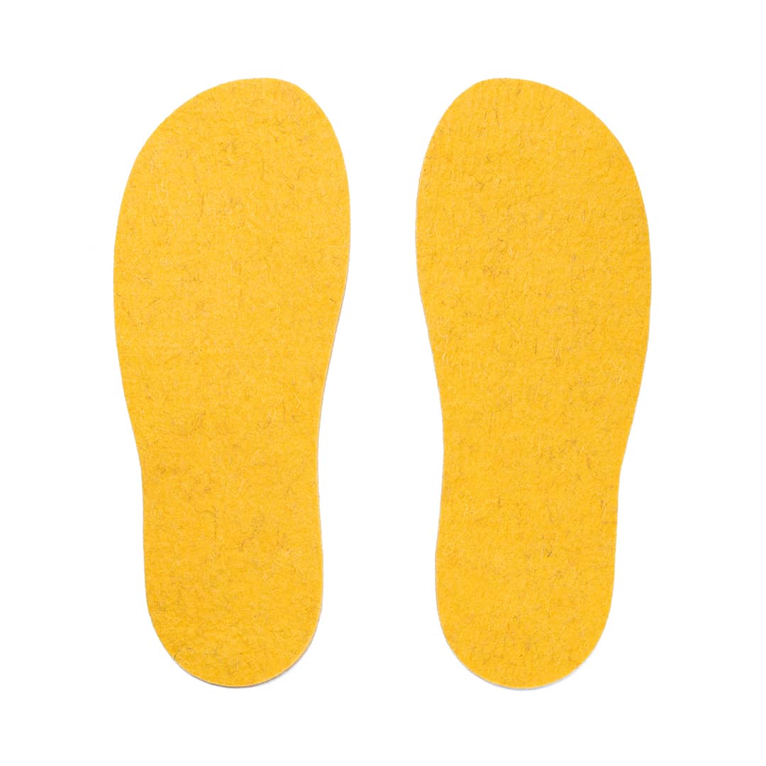 Kyrgies light felt insoles for comfort and cushioning, shown in maize color with a soft, lightweight design.