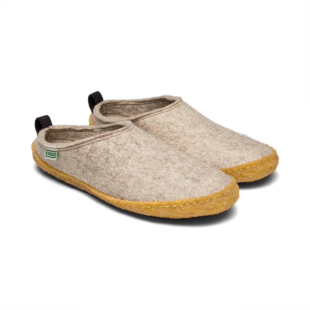 Kyrgies outdoor wool slides featuring soft wool upper, sturdy sole, and comfortable fit for casual outdoor wear.