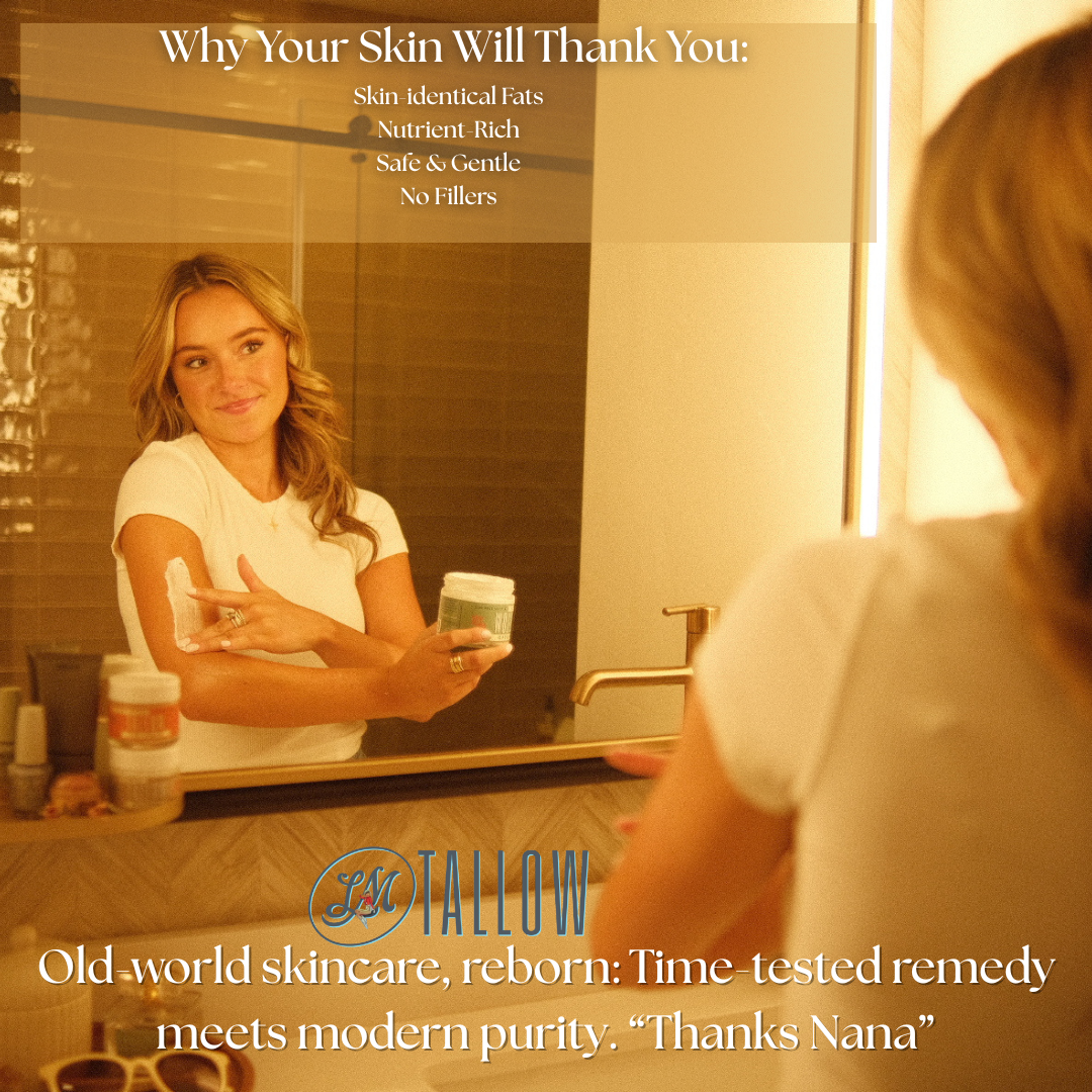 Lady May Tallow Natural Tallow Eye Cream with caffeine, nourishing under eye moisturizer for smooth, hydrated skin.