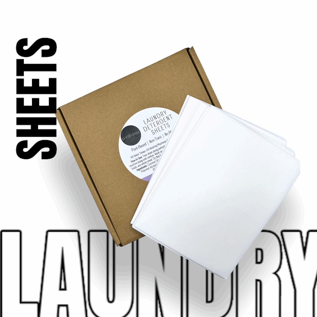 Reefillism eco-friendly laundry detergent sheets for 100 loads, plant-based and gentle cleaning for home laundry.