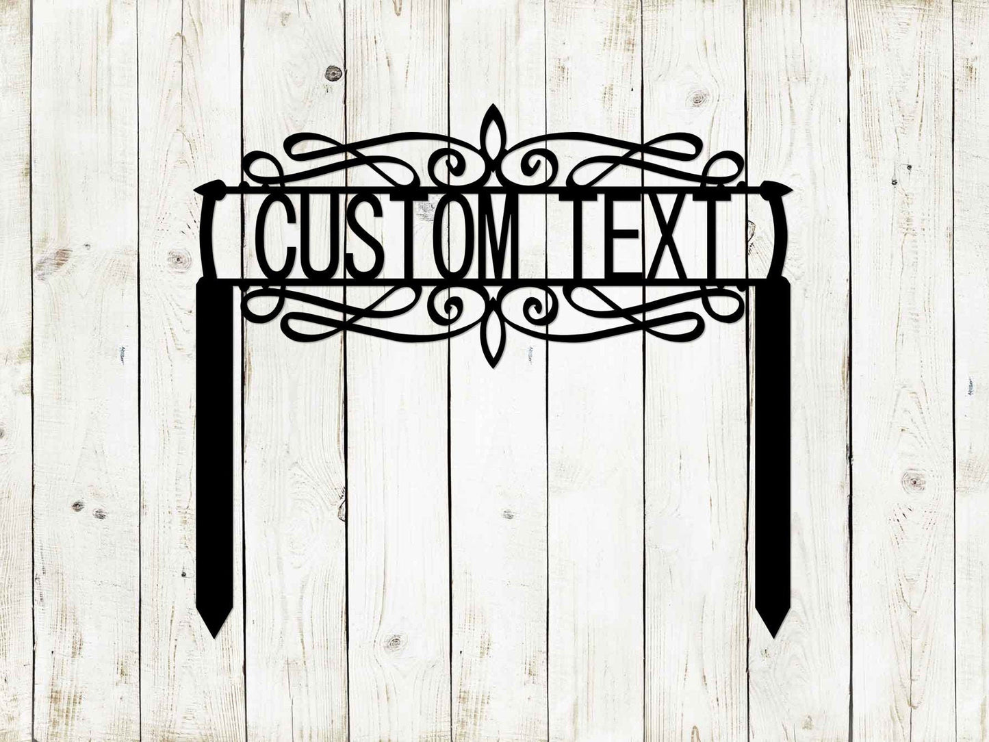 Black custom decorative garden sign by Lewis Design Company, outdoor patio and garden art, 15x13 inches.