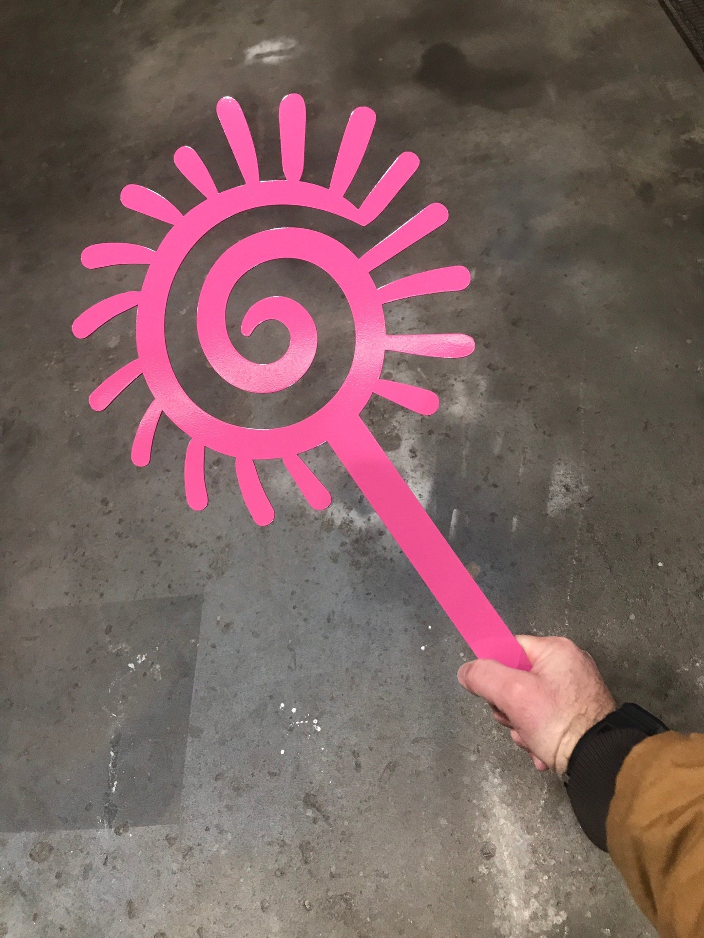 Black Sun metal yard stake by Lewis Design Company, outdoor garden decor with a sun design for patio or yard embellishment.
