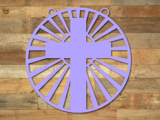 Black metal cross garden flag and mailbox hanger with Easter and spring-themed design for outdoor yard decor.