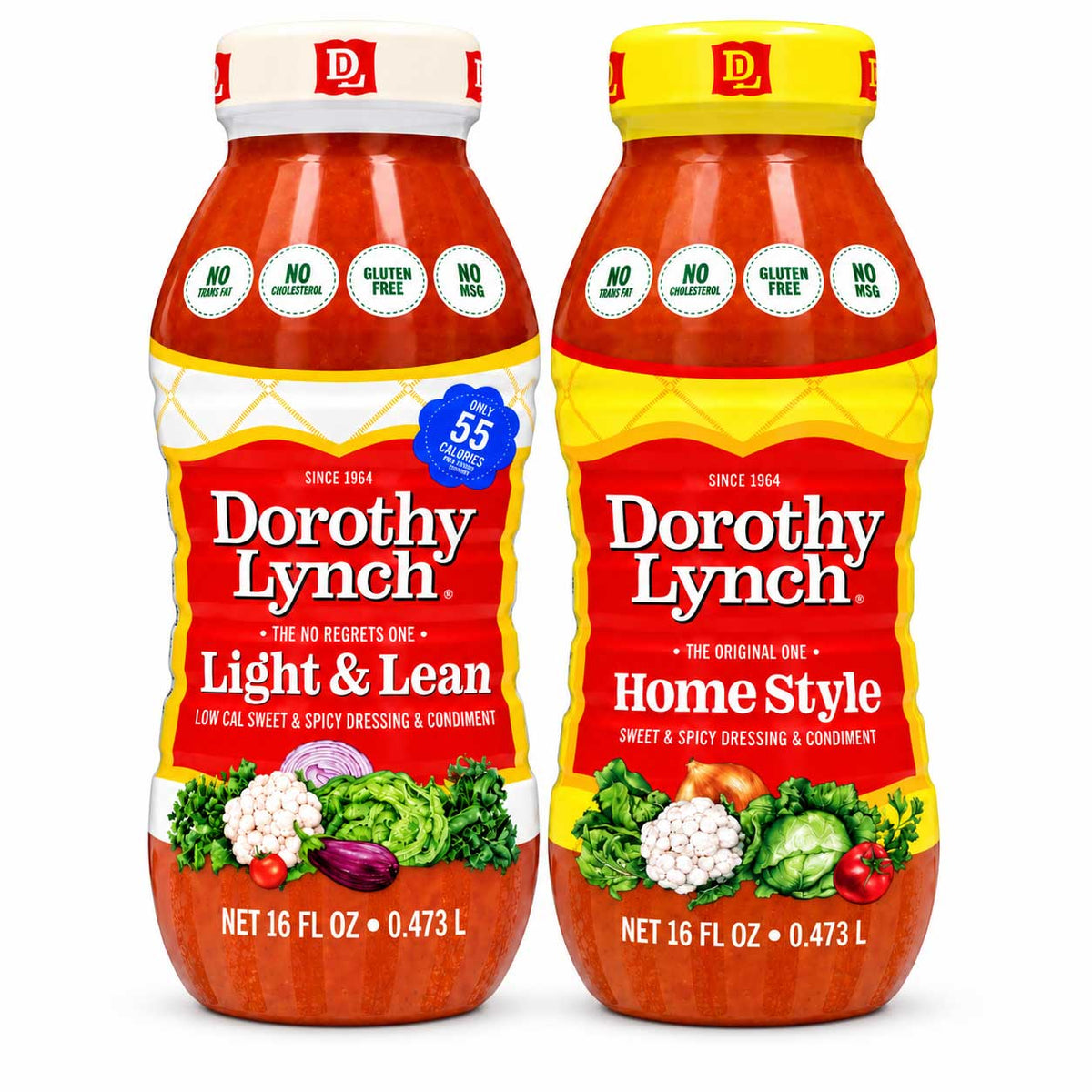 Light and Homestyle Dorothy Lynch Salad Dressing bottles, gluten-free 16 oz food bundle, showcasing creamy salad dressings.