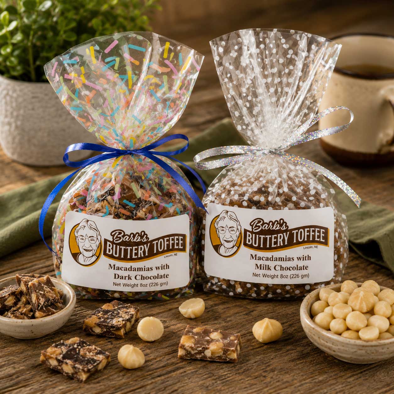 Homemade Dark Chocolate Toffee | 8 oz | Multiple Nut Options | Barb's Buttery Toffee