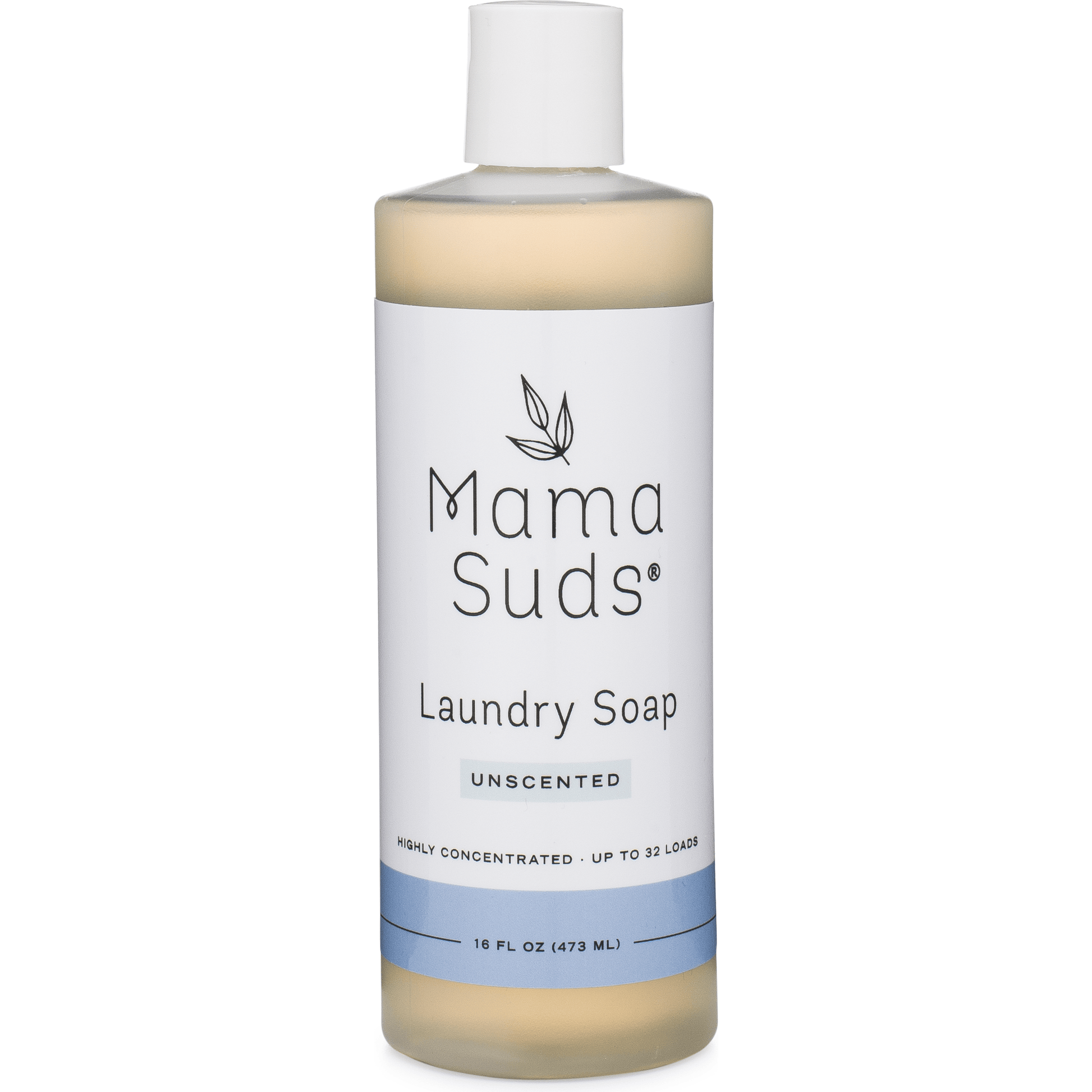 MamaSuds unscented laundry detergent soap in a 64-ounce bottle, a natural household cleaning product for fresh laundry.