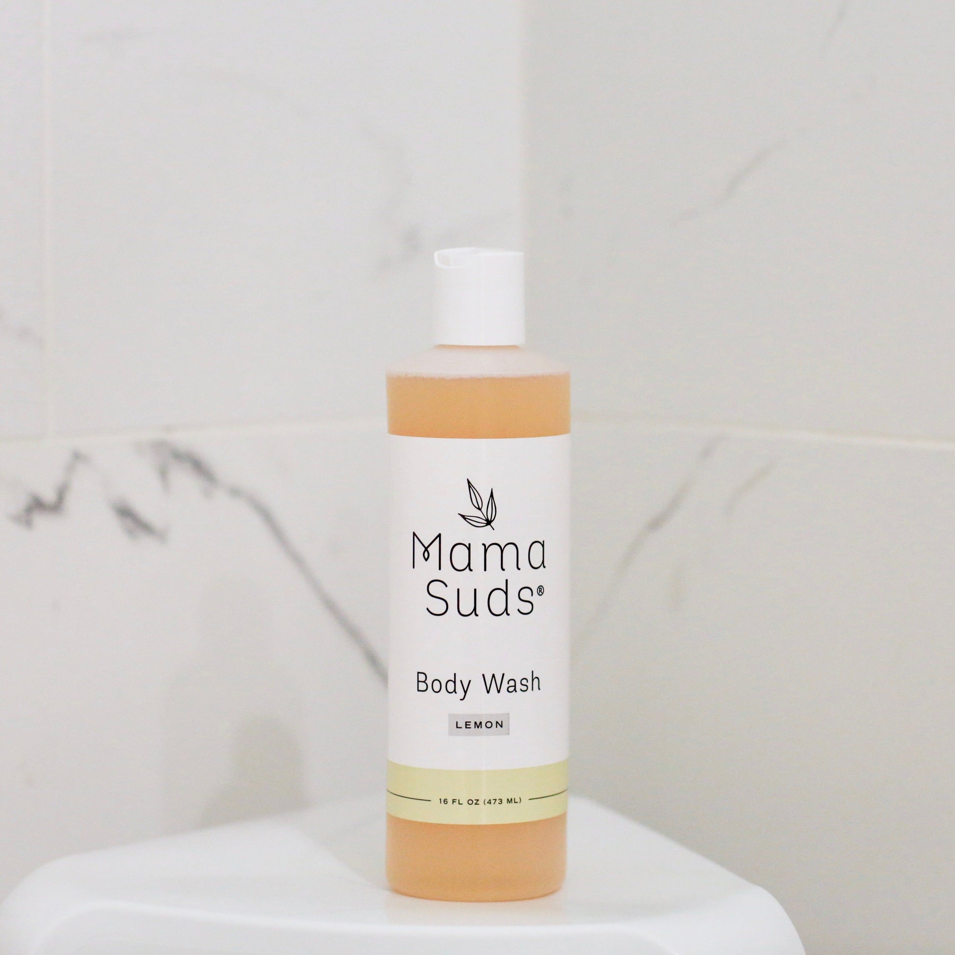 Unscented MamaSuds body wash soap for household cleaning, featuring a clear bottle with white label and pump dispenser.