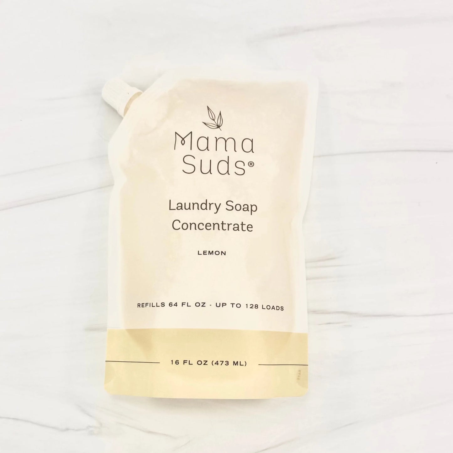 Unscented MamaSuds laundry soap concentrate pouch for household cleaning, eco-friendly and effective for clean laundry.