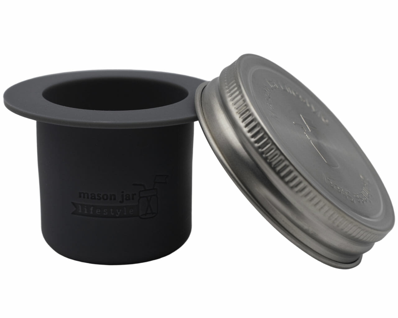 Charcoal gray Salad and Snacks Starter Set for Mason Jars by Mason Jar Lifestyle, includes containers and accessories for salads and snacks.
