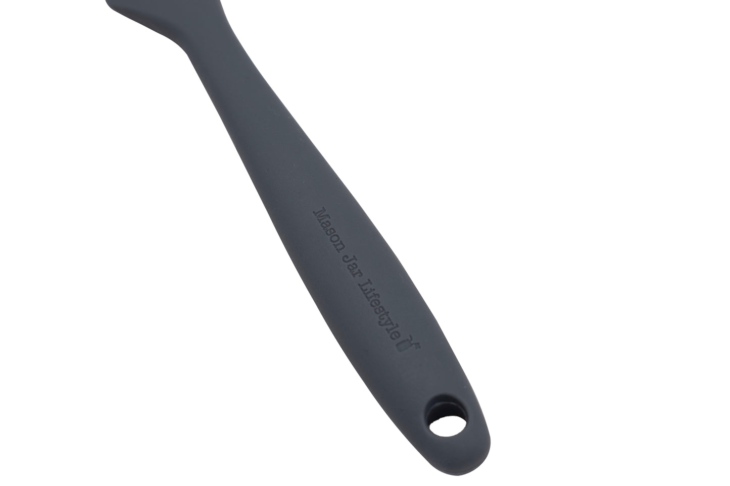 Charcoal gray silicone jar scraper from Mason Jar Lifestyle, with a flexible edge for cleaning jars and containers.