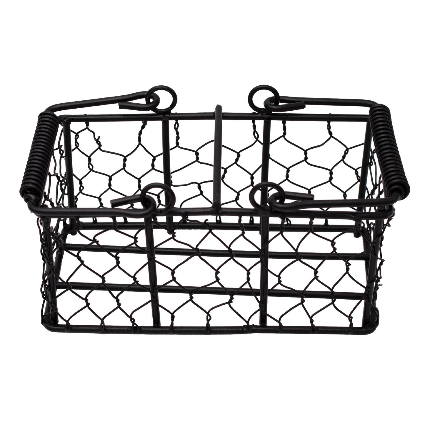 Chicken wire caddy holding two 8oz Mason jars, designed for half-pint Mason jars by Mason Jar Lifestyle.