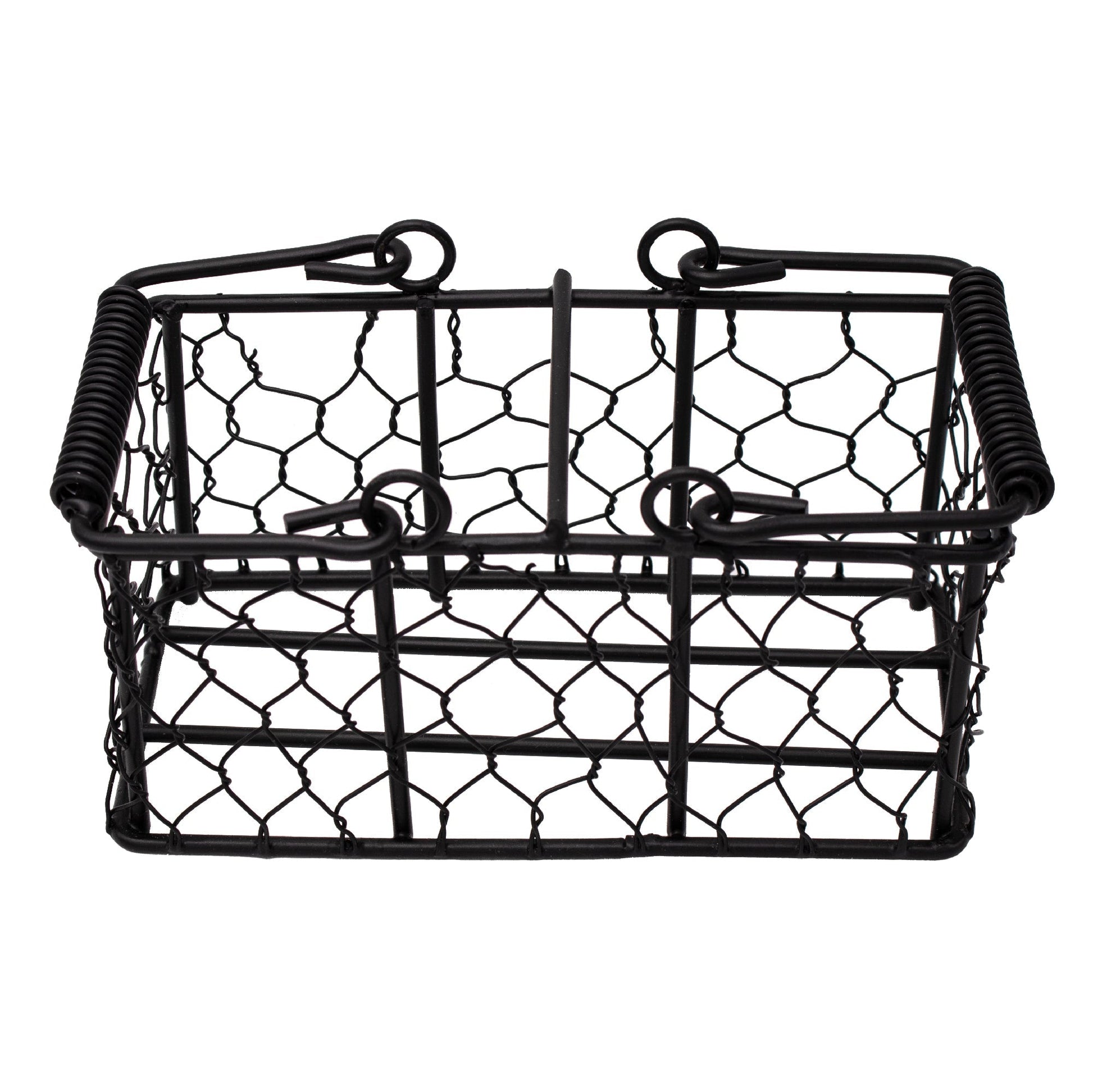 Chicken wire caddy holding two 8oz Mason jars, designed for half-pint Mason jars by Mason Jar Lifestyle.