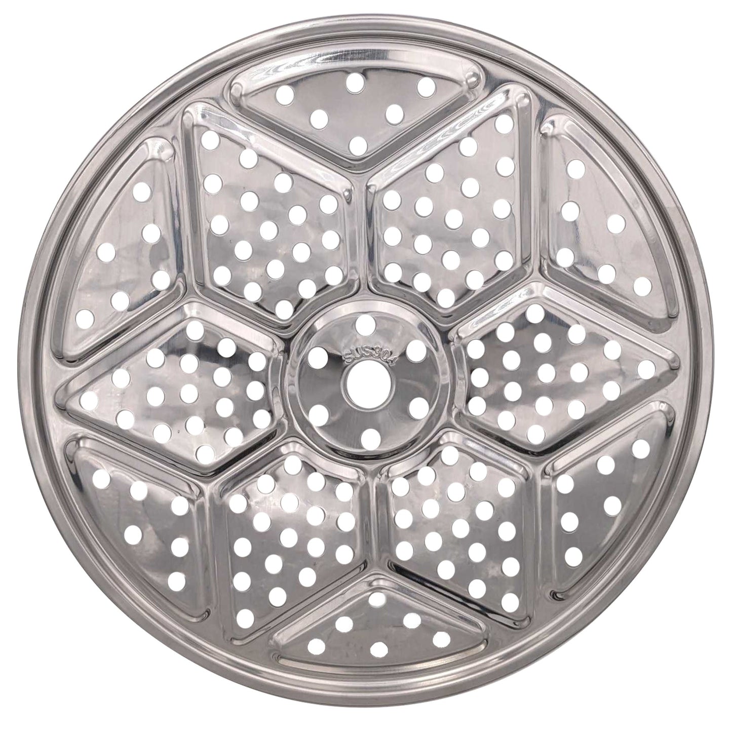 Stainless steel pressure canning rack with multiple slots for organizing jars during canning process, by Mason Jar Lifestyle.