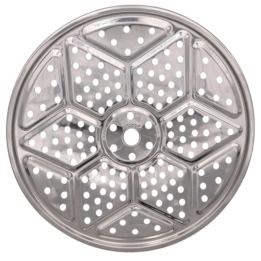Stainless steel pressure canning rack with multiple slots for organizing jars during canning process, by Mason Jar Lifestyle.