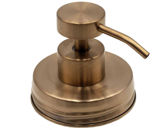 Rose gold soap pump lid kit for regular mouth Mason jars, featuring a sleek design and easy-to-use soap dispenser from Mason Jar Lifestyle.