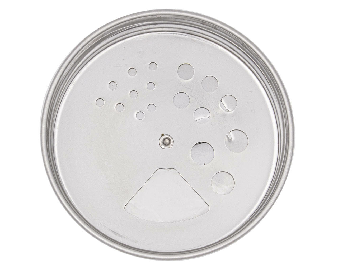Set of four stainless steel spice shaker lids for mason jars, compatible with regular-mouth jars, by Mason Jar Lifestyle.
