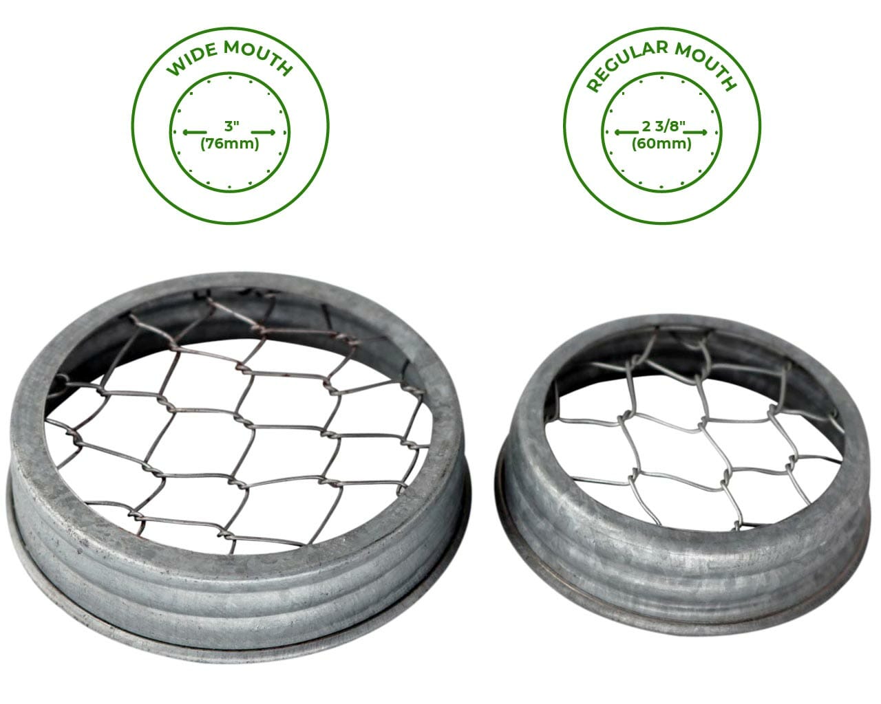 Galvanized metal frog lid for mason jars, Mason Jar Lifestyle flower organizer with chicken wire design for regular-mouth jars.