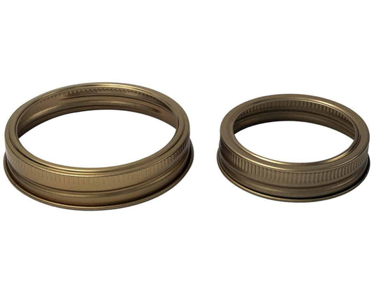 Set of 10 copper bands for mason jars, Mason Jar Lifestyle, featuring smooth metallic rings for sealing and decorative use.