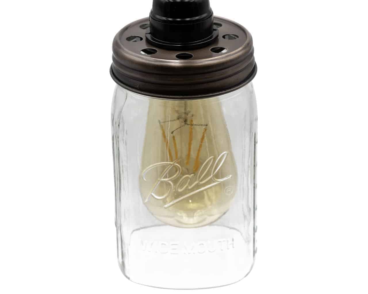 Stainless steel lighting lid for Mason Jar Lifestyle mason jar light fixtures, fits regular-mouth jars with a sleek design.