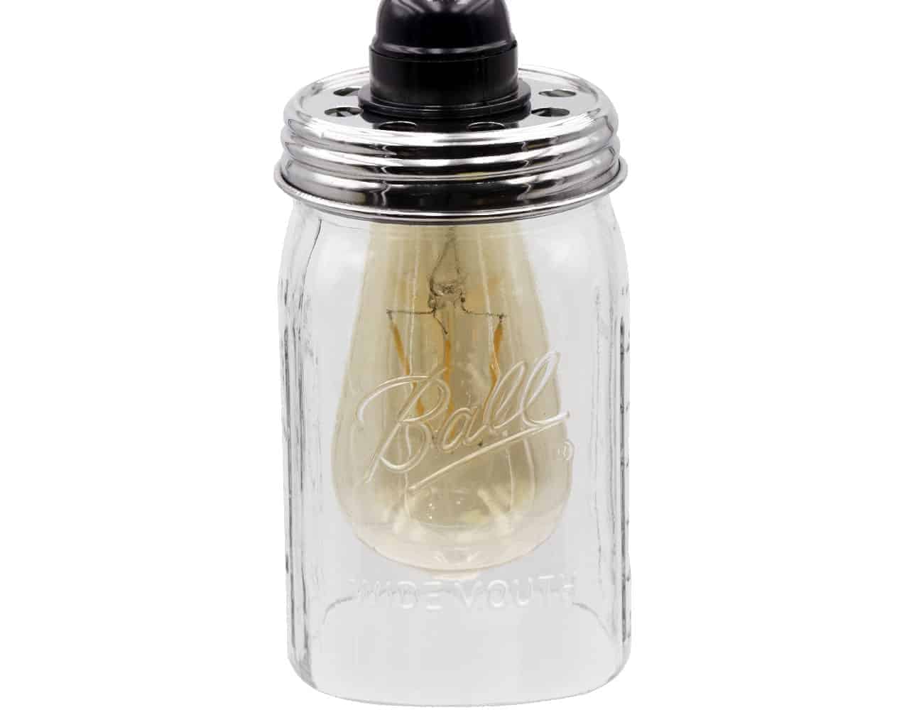 Stainless steel lighting lid for mason jar light fixtures by Mason Jar Lifestyle, designed for regular-mouth mason jars.