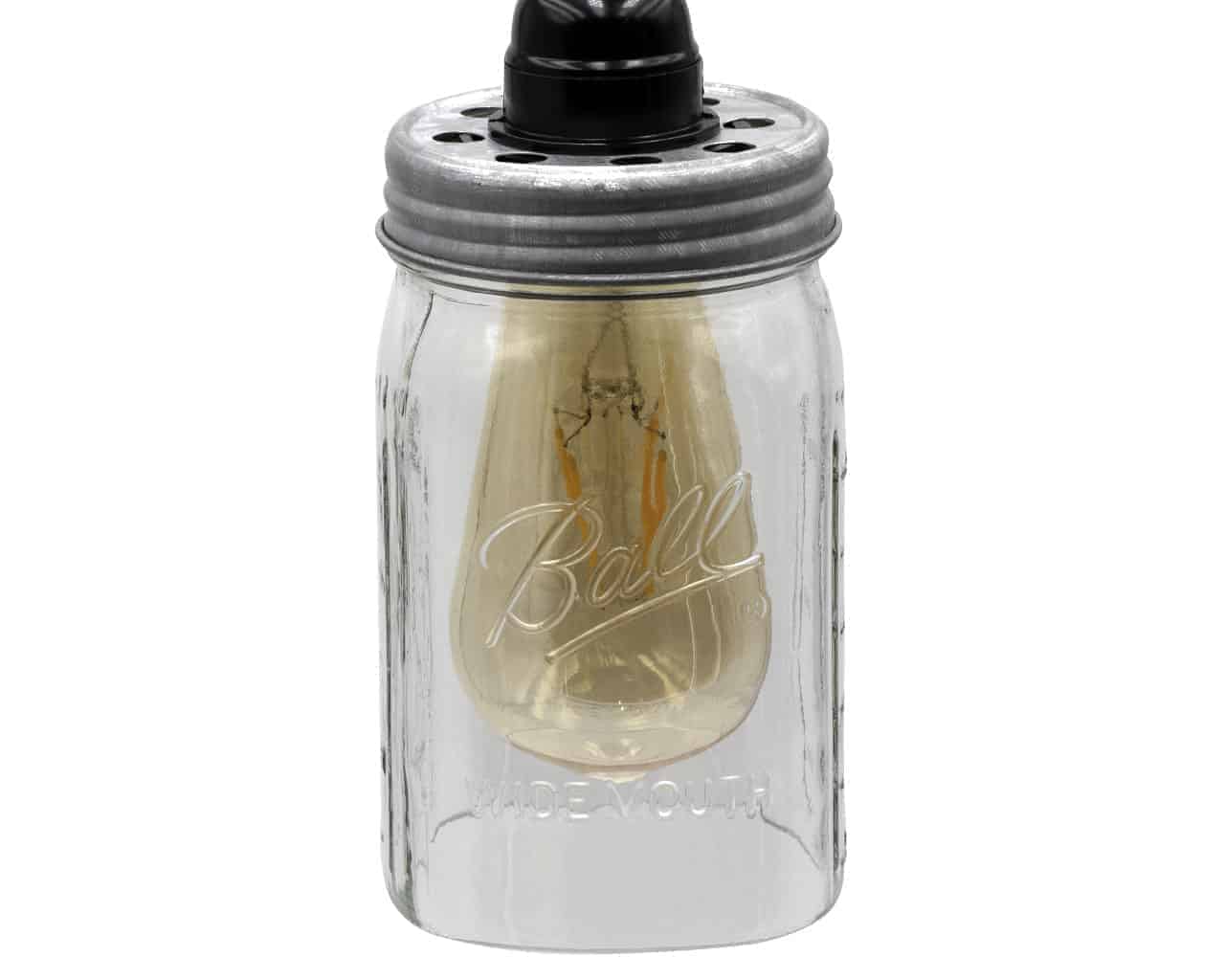 Stainless steel lighting lid for mason jar light fixtures, designed for regular-mouth mason jars by Mason Jar Lifestyle.