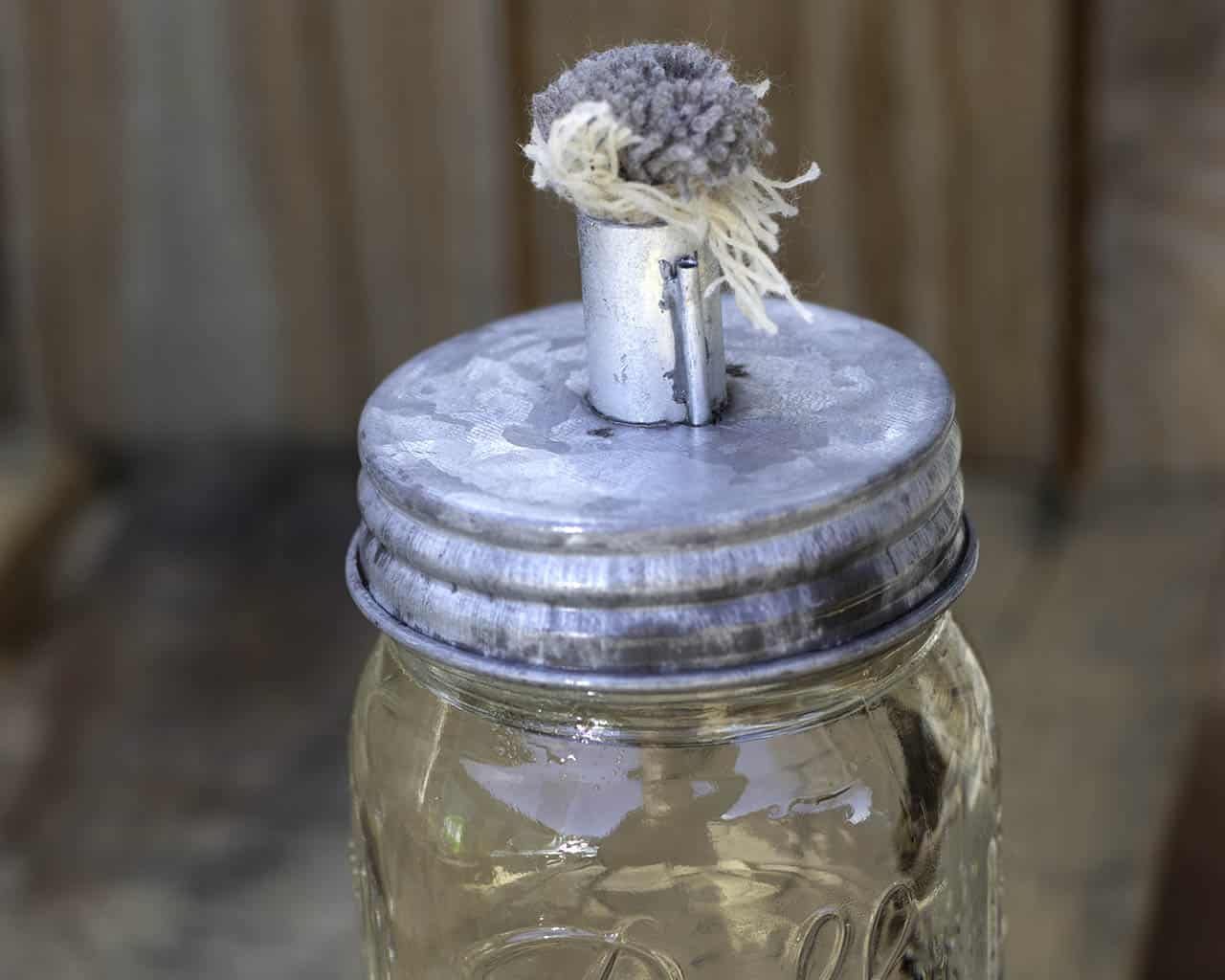 Galvanized metal lid for mason jar tiki torch oil lamp, designed for regular-mouth Mason Jars by Mason Jar Lifestyle