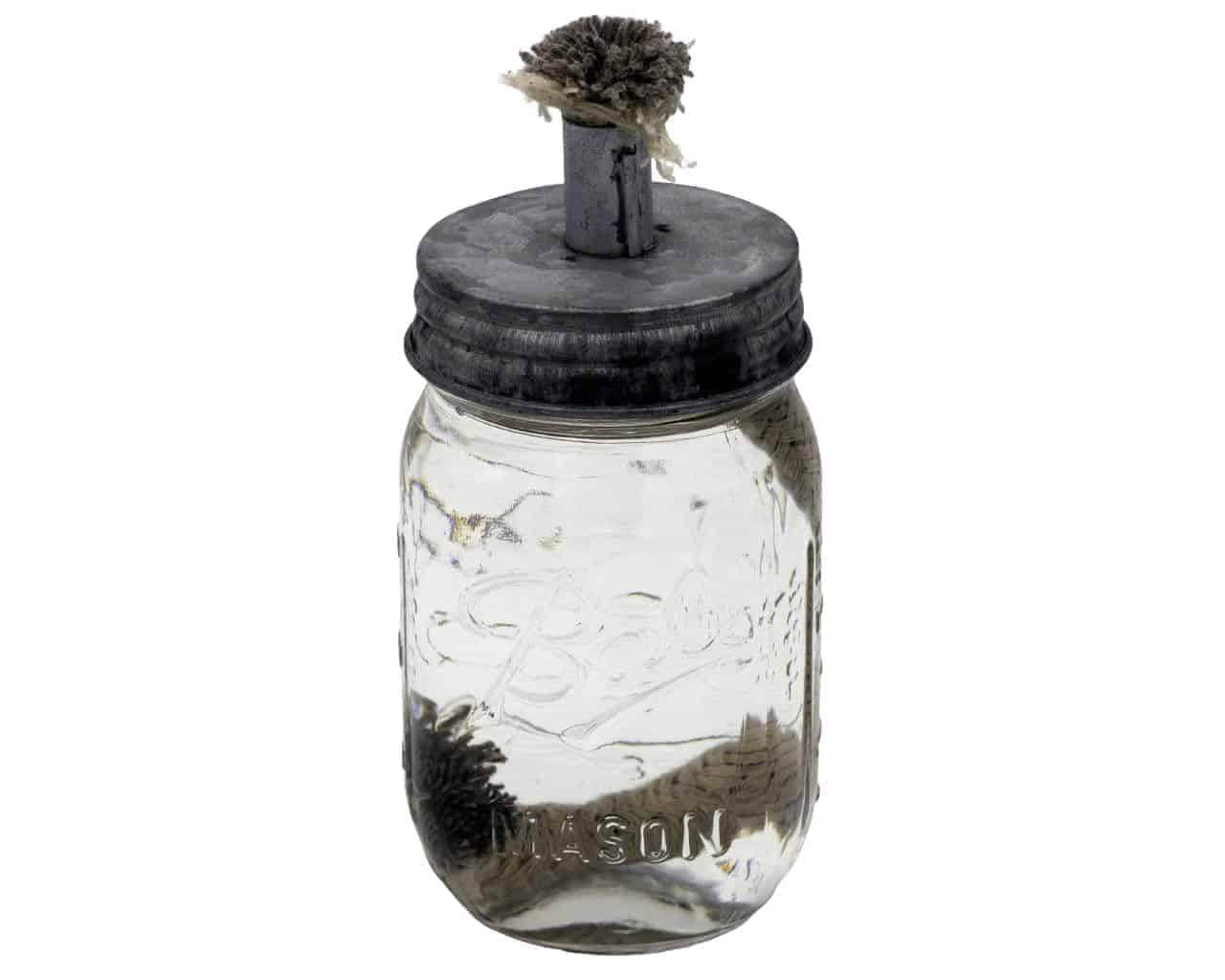 Galvanized metal lid for mason jar tiki torch oil lamp by Mason Jar Lifestyle, designed for regular-mouth jars.