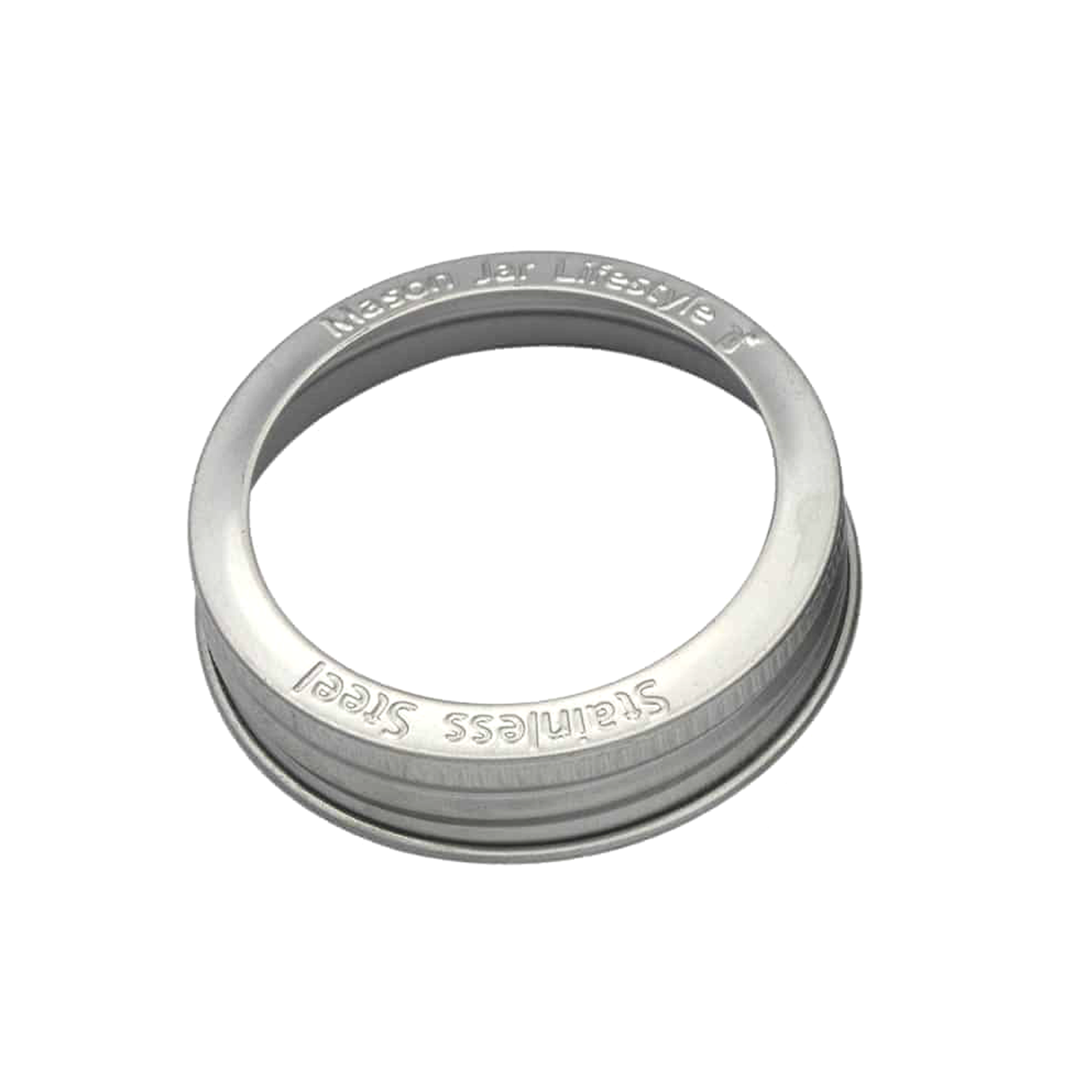 Set of five rust-proof stainless steel bands for mason jars, designed for regular-mouth jars by Mason Jar Lifestyle.