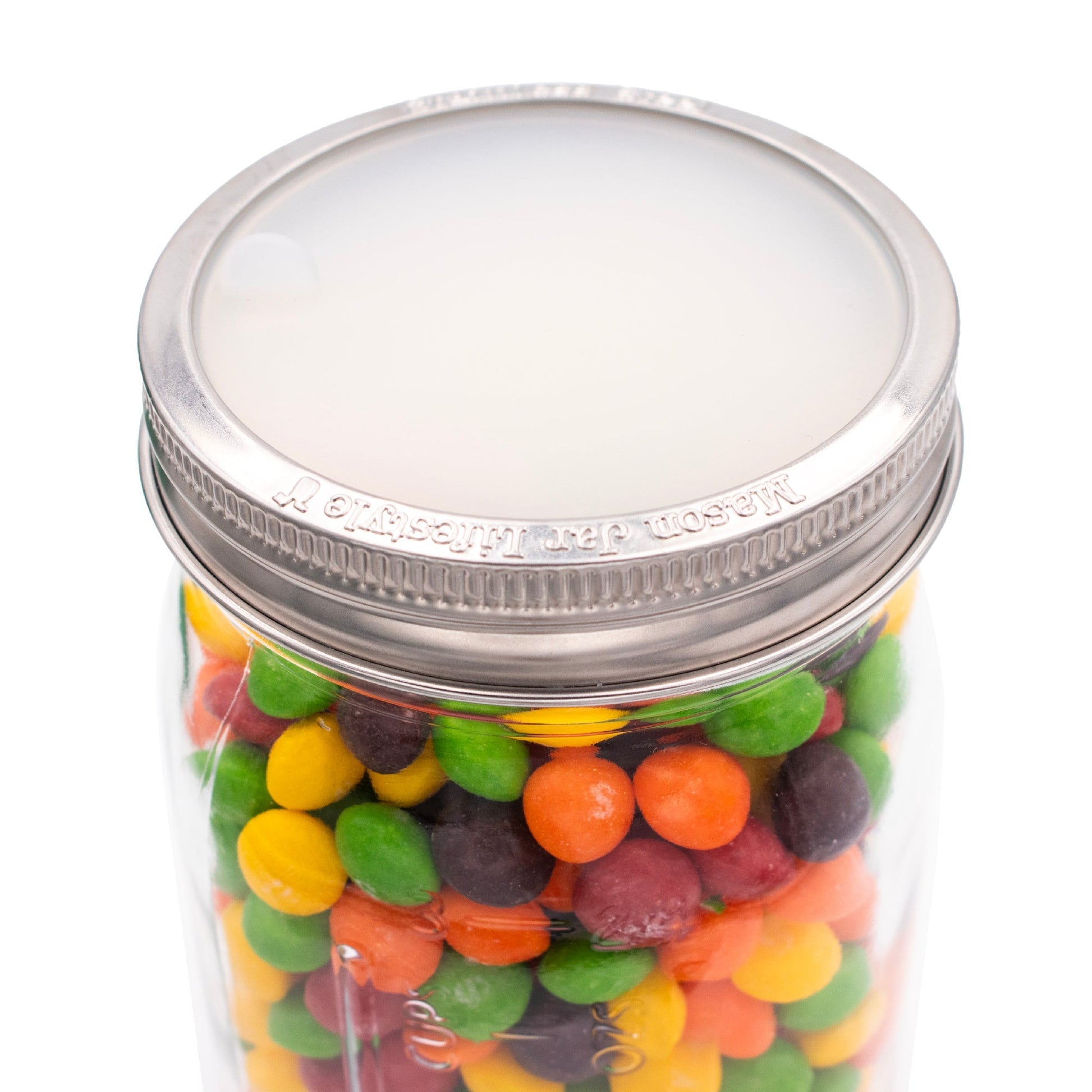 Set of five rust-proof stainless steel bands for mason jars, designed for regular-mouth jars, by Mason Jar Lifestyle.