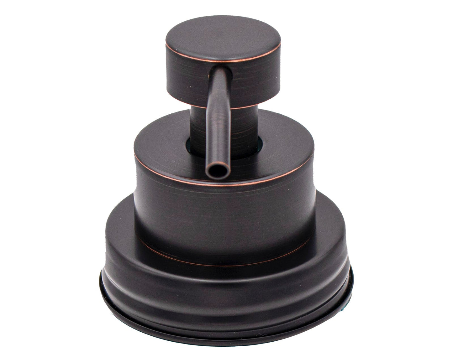 Satin-finish foaming soap pump dispenser for regular-mouth mason jars by Mason Jar Lifestyle, mounted on a glass jar.