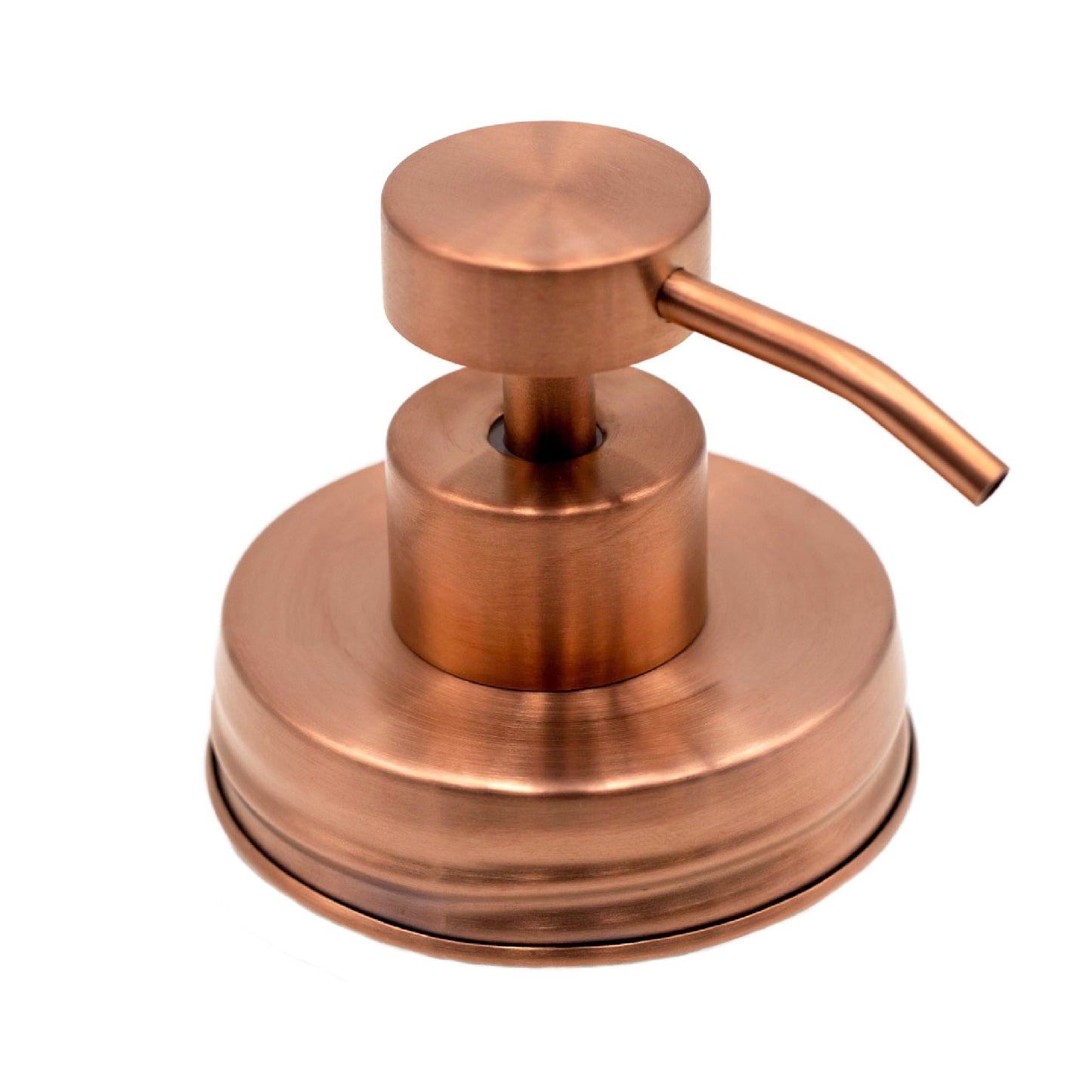 Rose gold soap pump lid kit for regular mouth Mason jars, reusable and refillable, ideal for bathroom or kitchen use.