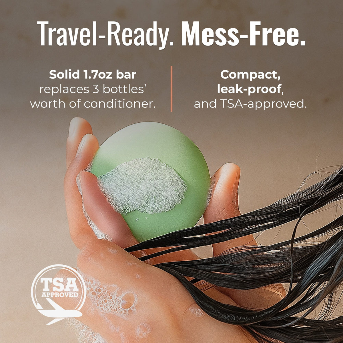Travel-size Maui Melon conditioner bar by ZeroWasteStore.com, eco-friendly solid conditioner for hair care.