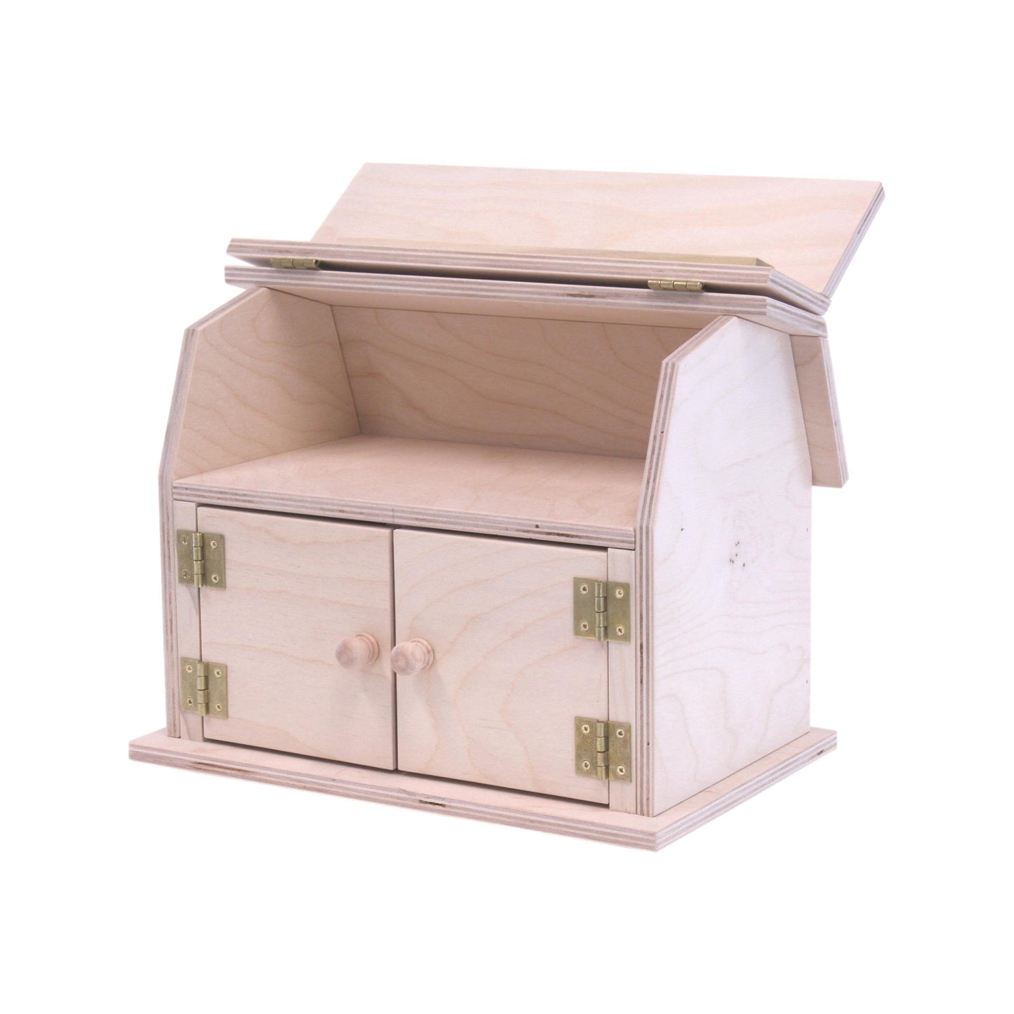 Amish-made mini wooden barn toy with hip roof design, handcrafted wooden toy for children from AmishToyBox.com