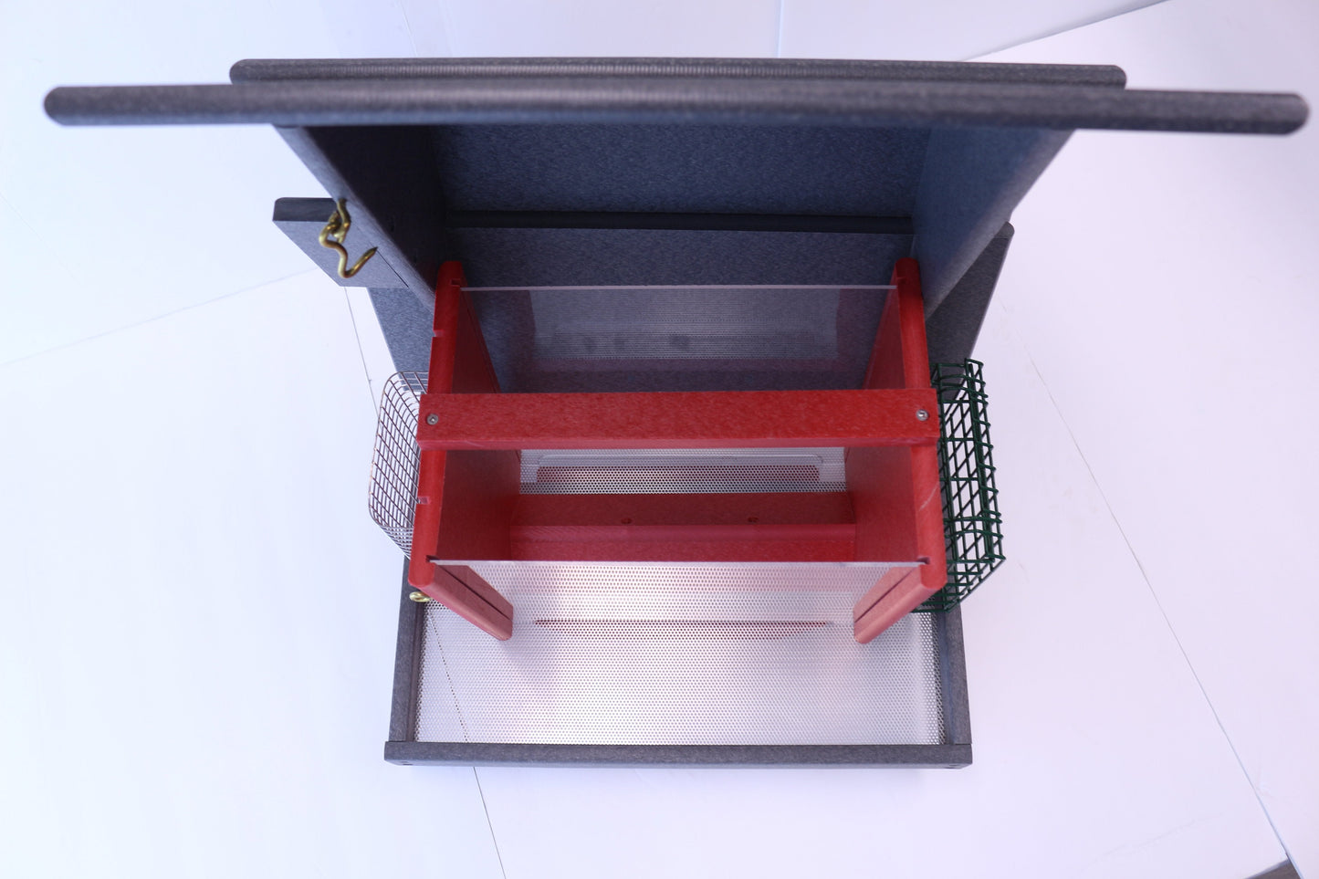 Eco-friendly AmishToyBox.com classic bird feeder with suet and peanut holder, post-mount lawn and patio bird feeding station