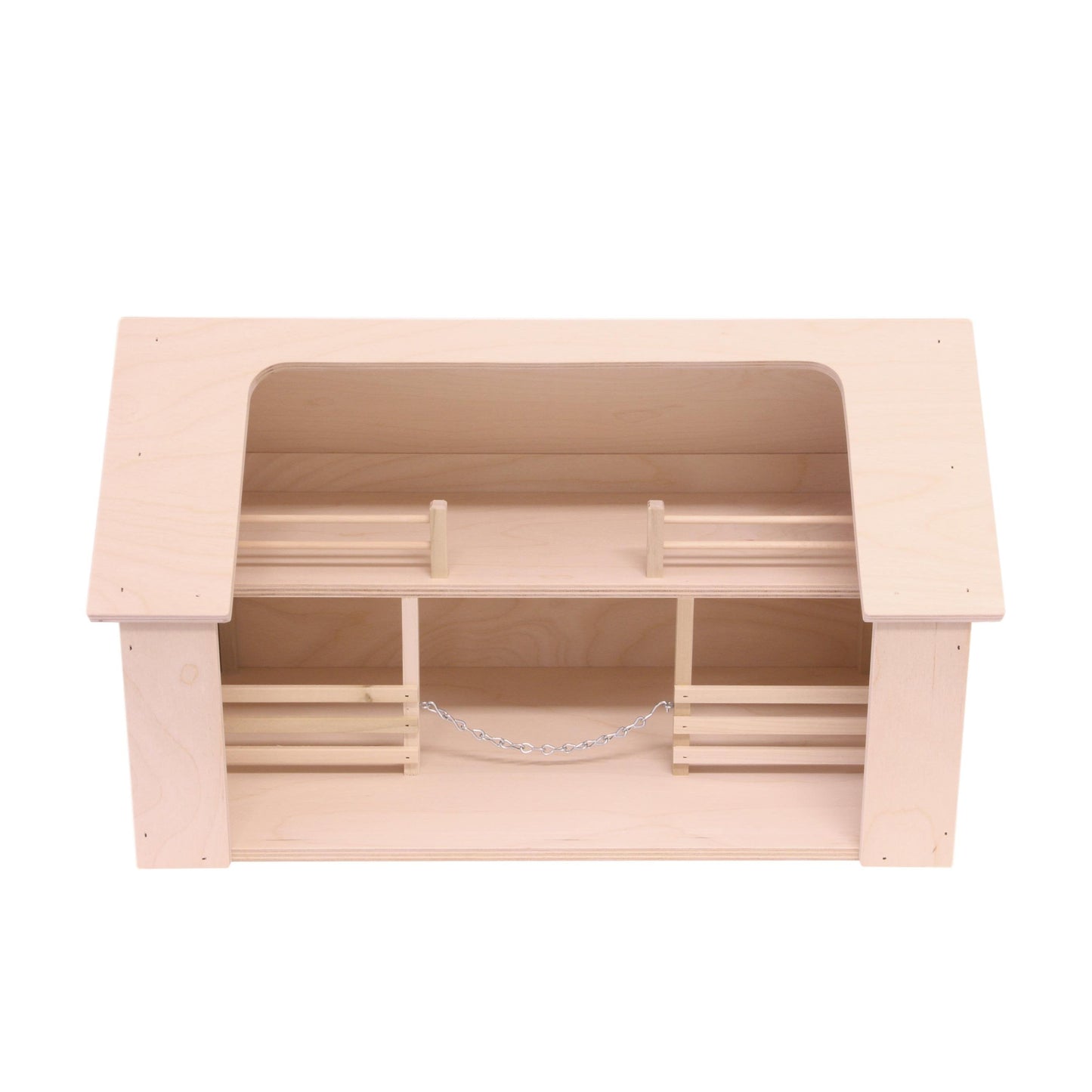 Unfinished wooden Amish-made ranch shed barn toy from Everything Farming by AmishToyBox.com, with detailed farmyard design.