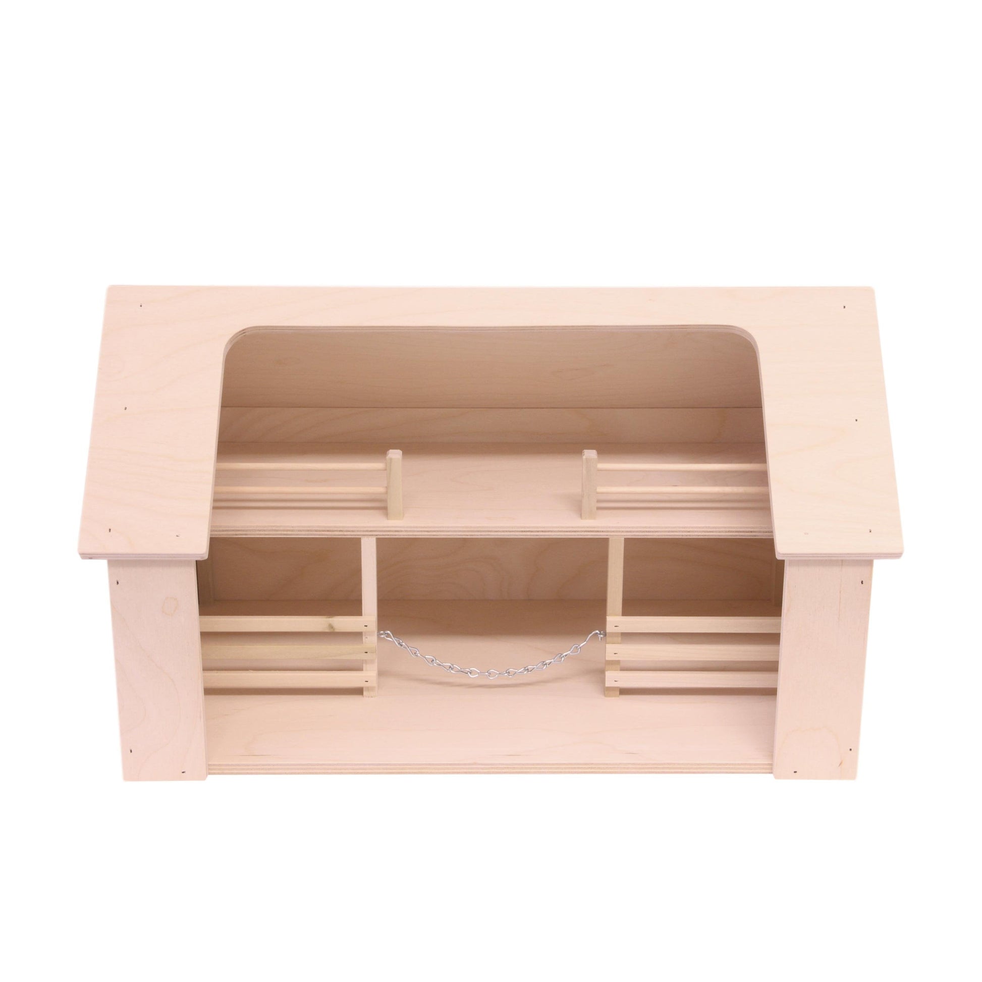 Unfinished wooden Amish-made ranch shed barn toy from Everything Farming by AmishToyBox.com, with detailed farmyard design.