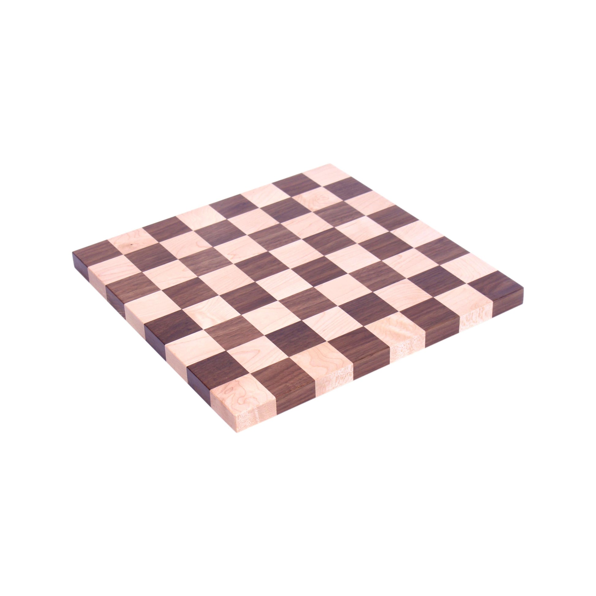 Maple and walnut hardwood 18-inch chess and checkers game board by AmishToyBox.com with detailed wooden craftsmanship.