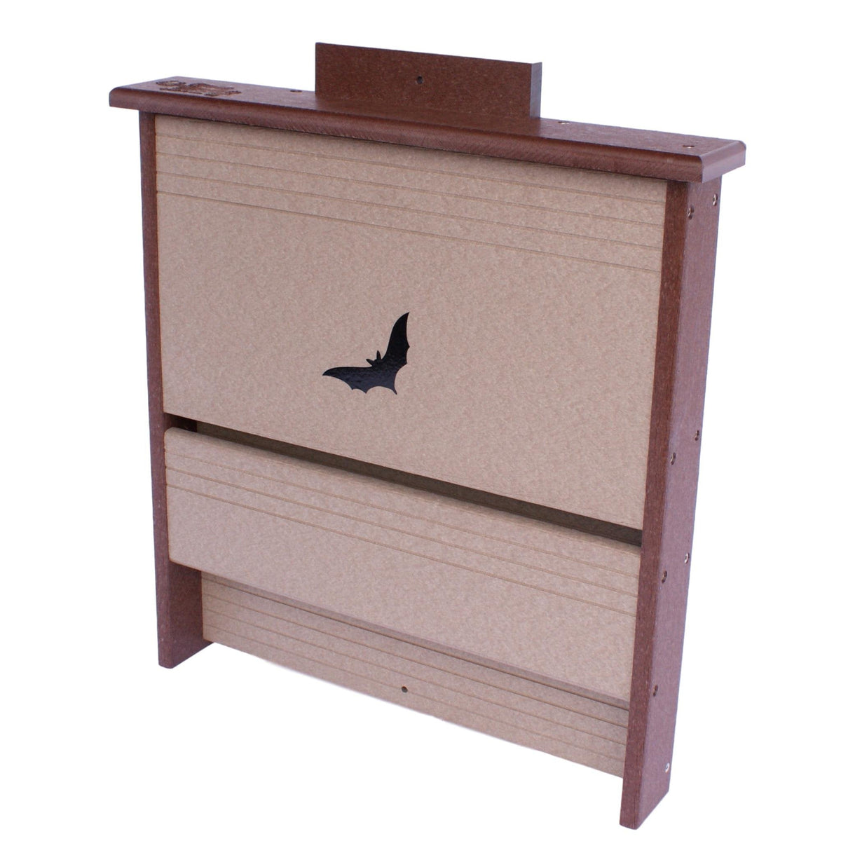 Amish-made 20 colony bat house with eco-friendly poly lumber, natural wood finish and multiple entry points for bats.